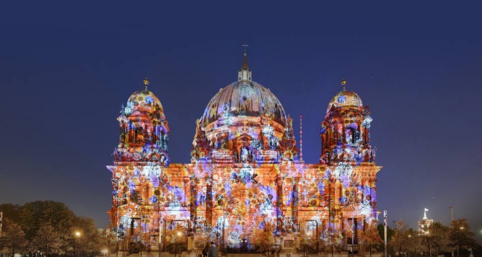 Berlin Cathedral with artful illumination during the Festival of Lights in Berlin, Germany (© Axel Schmies/Age Fotostock) &copy; (Bing United Kingdom)