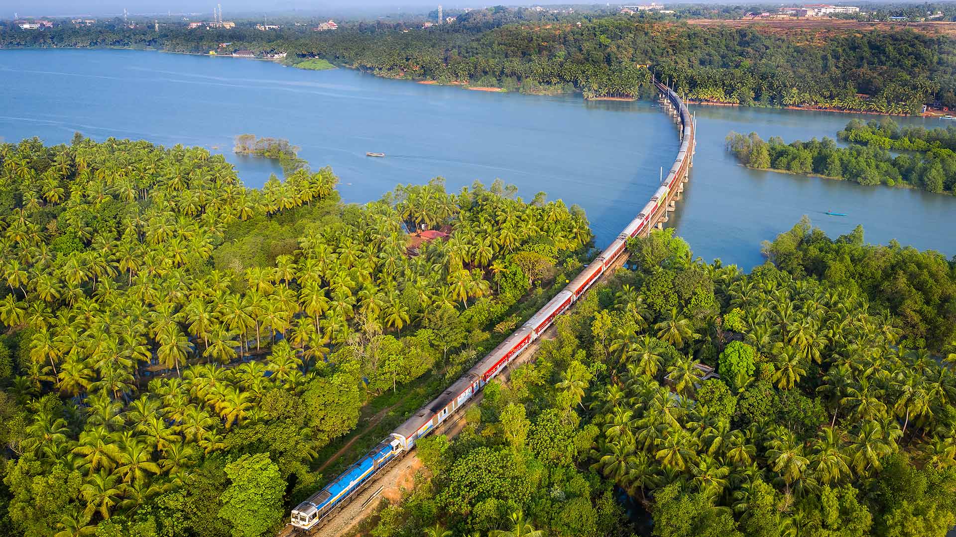 A train crossing the Sharavati Bridge in Karnataka, India (© Amith Nag Photography/Getty Images)(Bing Australia)