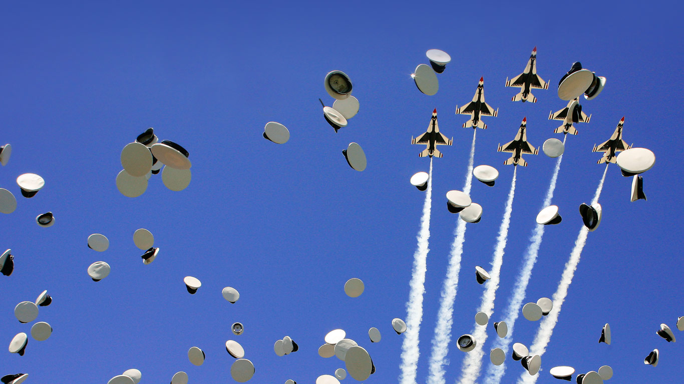 Graduation celebration, United States Air Force Academy, with U.S. Air Force Thunderbirds, Colorado Springs, Colorado (© Leigh Vogel/Corbis)(Bing United States)