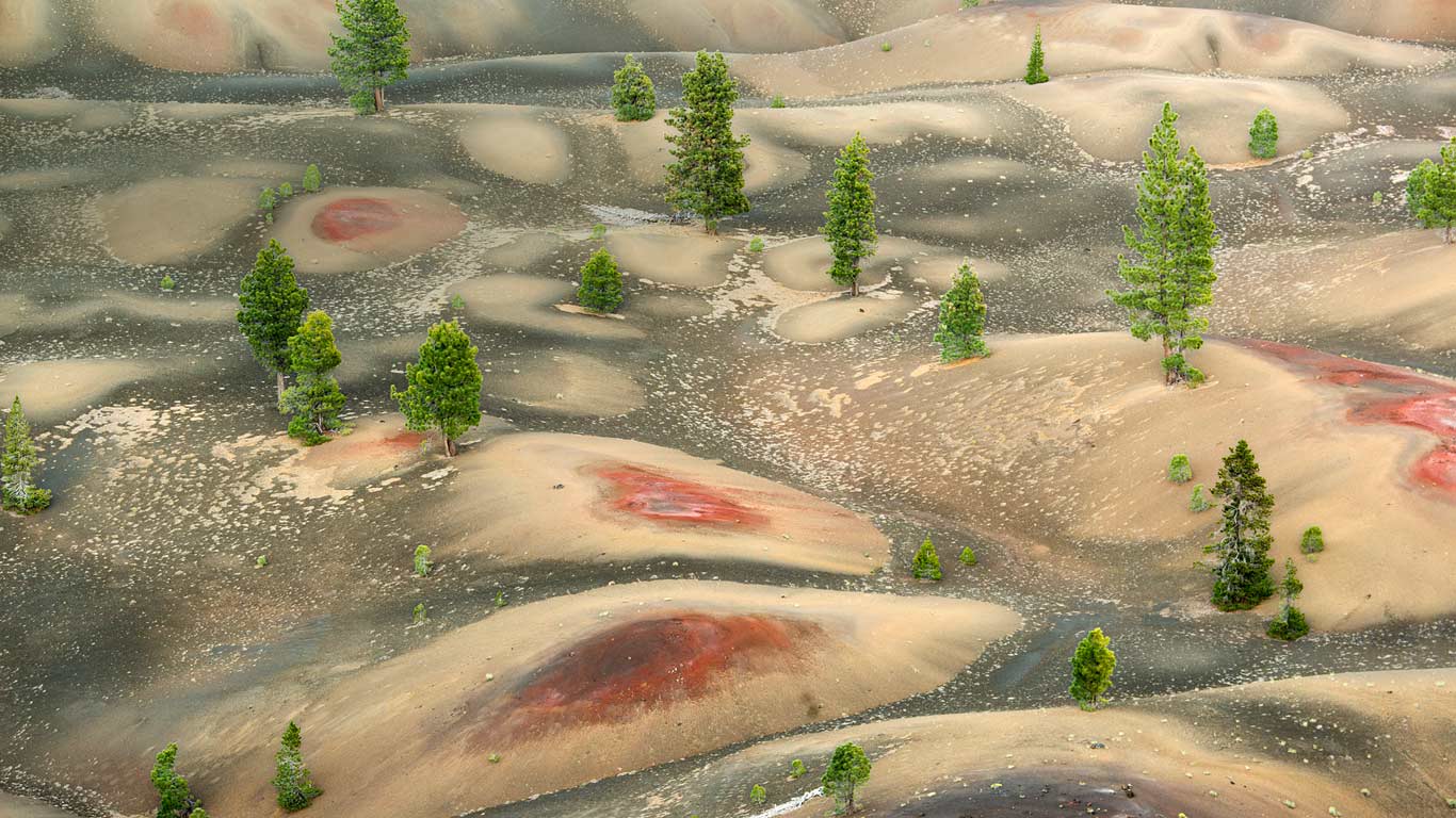 Painted Dunes below Cinder Cone, Lassen Volcanic National Park, California (© Kevin Schafer/Minden Pictures)(Bing United States)