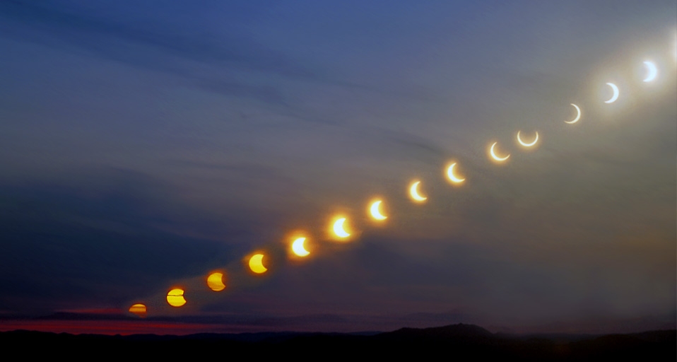 Sequence of the partial solar eclipse 3 May 2003, Norway --McPHOTO/age fotostock &copy; (Bing United Kingdom)