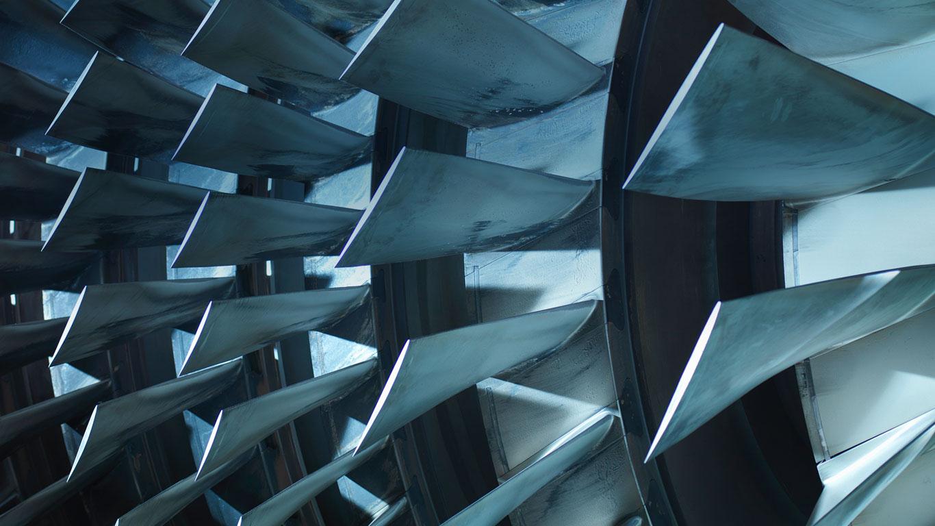 Detail of a steam turbine in an electricity-generating power plant  (© Monty Rakusen/Aurora Photos)(Bing United Kingdom)