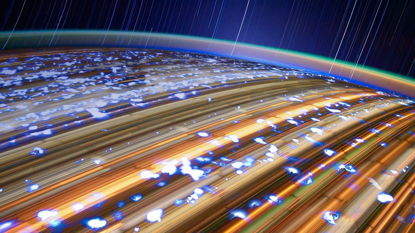 Stacked, long exposures of Earth taken from the International Space Station (© NASA/JSC/Science Photo Library)(Bing Canada)