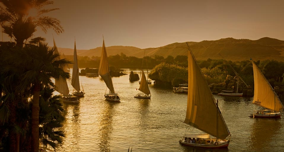 Felucca sail boats on the Nile river at Aswan, Egypt -- SIME/eStock Photo &copy; (Bing United Kingdom)