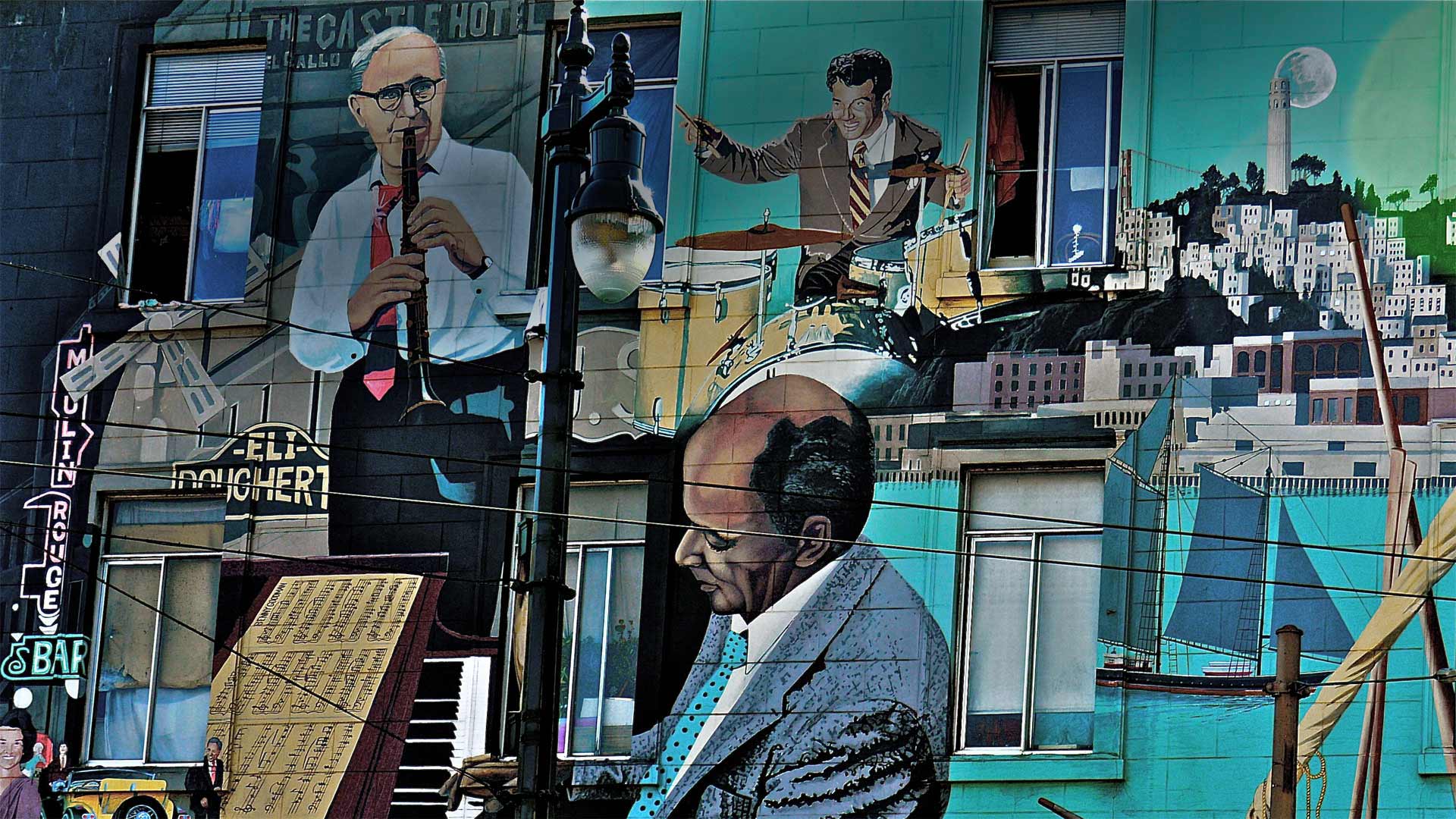 La fresque de North Beach Jazz créée par l’artiste Bill Weber à San Francisco, États-Unis (© Kosso/Getty Images)(Bing France)