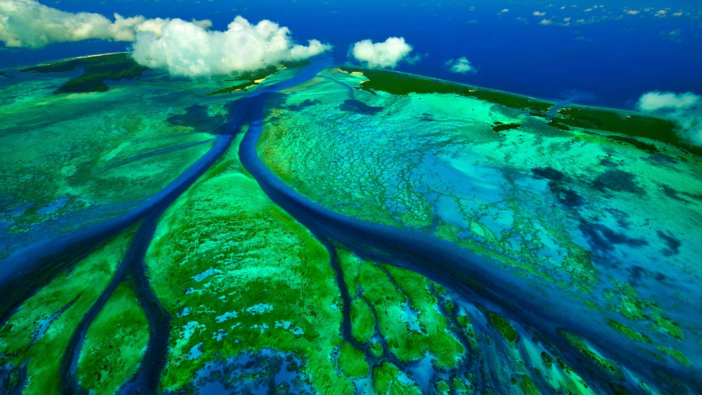 Tidal channels of Aldabra atoll near the Seychelles (© Wil Meinderts/Minden Pictures)(Bing Canada)