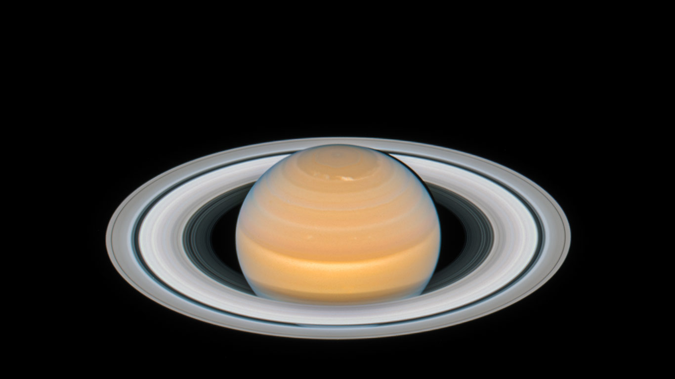 哈勃望远镜下的土星 (© NASA)(Bing China)