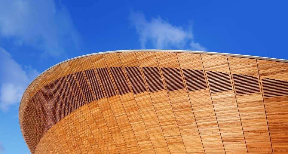 Detail of the Velodrome at the London 2012 Olympic Park in Stratford, London, England (© Anthony Collins Cycling/Alamy) &copy; (Bing United Kingdom)