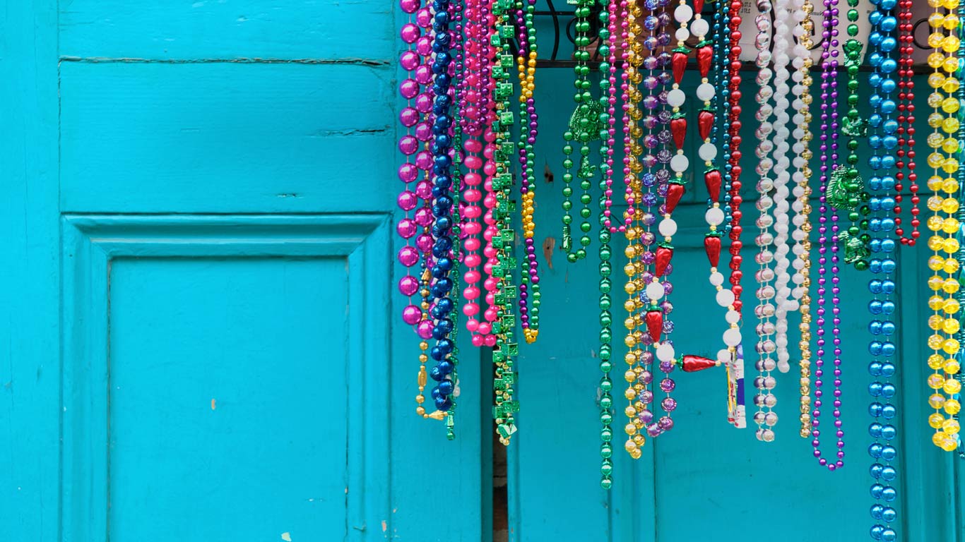 Mardi Gras beads in New Orleans, Louisiana, USA (© David H. Lewis/Getty Images)(Bing United Kingdom)