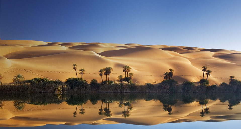 Lake Um el Ma and the Erg Ubari sand dune in the Sahara Desert, Libya -- Radius Images/Photolibrary &copy; (Bing United Kingdom)