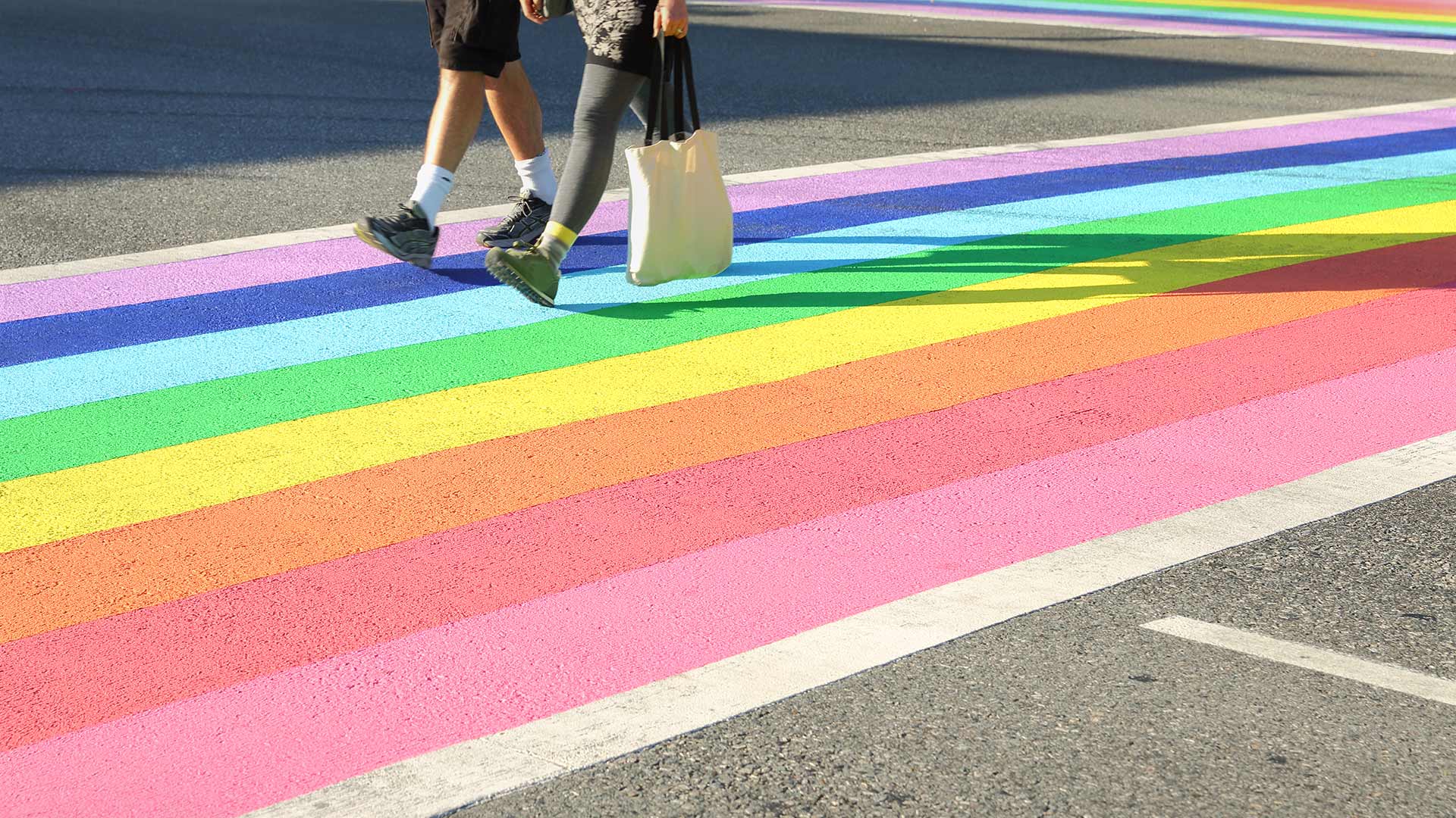 Vancouver’s first permanently rainbow coloured crosswalk in downtown Vancouver (© Maxvis/Getty Images)(Bing Canada)