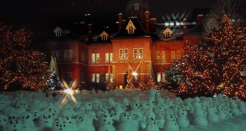 Mini snowmen decorate the space in front Old Hokkaido Agency building in Sapporo, Hokkaido, Japan -- Japan Travel Bureau/Photolibrary &copy; (Bing United Kingdom)