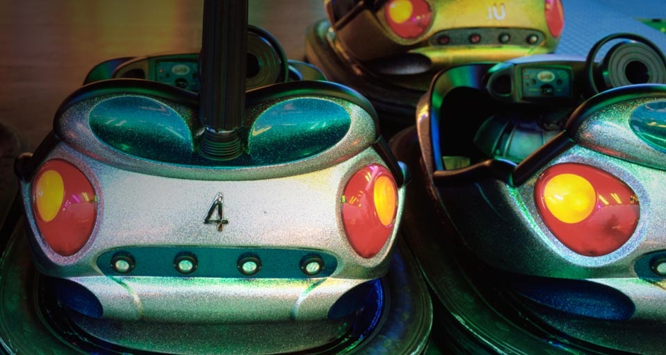 Close-up of bumper cars in Stuttgart, Germany (© Panoramic Images/Getty Images) &copy; (Bing Canada)