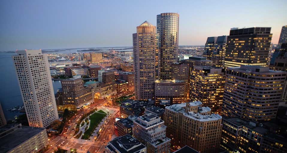 Illuminated Boston Skyline at night, skyscraper, Massachusetts -- Olaf Broders/Photolibrary &copy; (Bing United Kingdom)