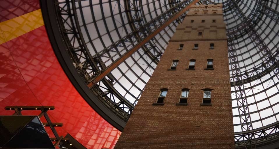 Historic Shot tower within glass dome, Melbourne Shopping Centre, Victoria, Australia (© Andrew Watson/Axiom/Aurora Photos) &copy; (Bing United Kingdom)
