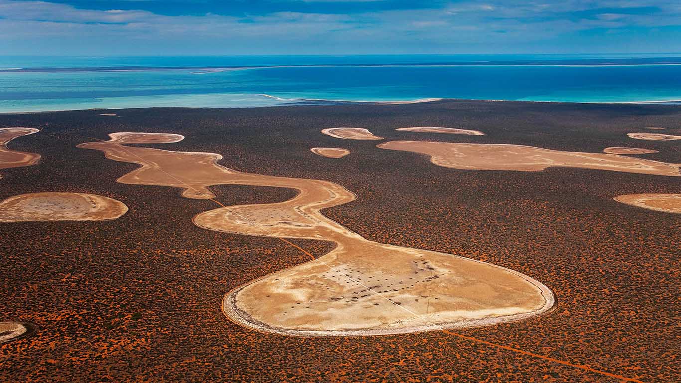 Gypsum claypans in Francois Peron National Park, Western Australia (© Yann Arthus-Bertrand/Getty Images)(Bing Australia)