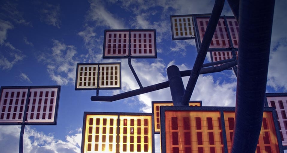 Solar-tree in the Ulmer residential area solar city, Ulm, Baden-Württemberg, German -- Walter Allgoewer/age fotostock &copy; (Bing Canada)