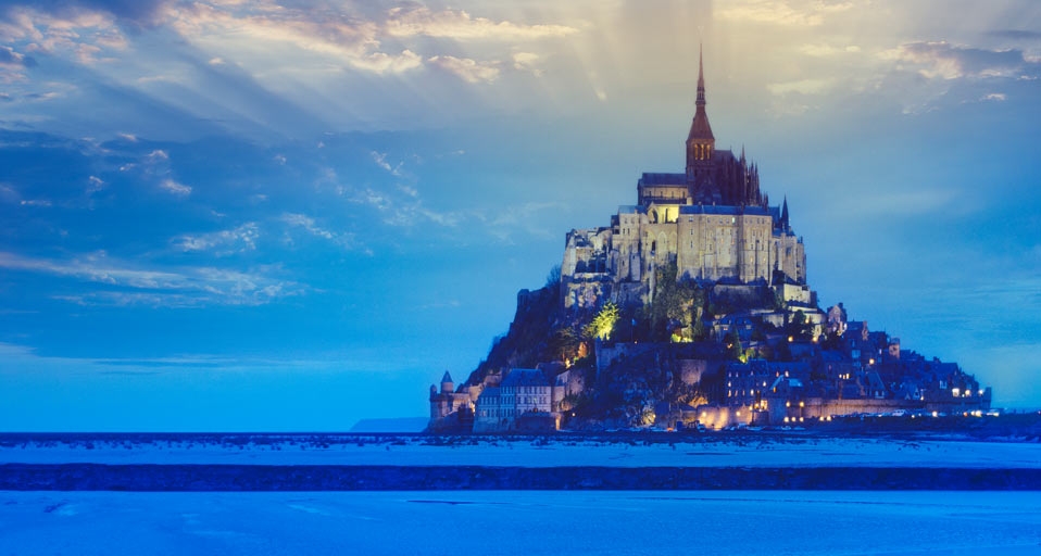 Mont-Saint-Michel at dusk, Normandy, France -- Harald Sund/Getty Images &copy; (Bing United Kingdom)