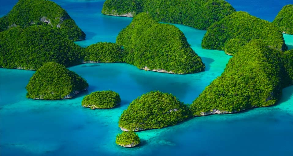 Rock Islands, a chain of small islets in the island nation of Palau in Micronesia  (© Bob Krist/Corbis) &copy; (Bing United Kingdom)